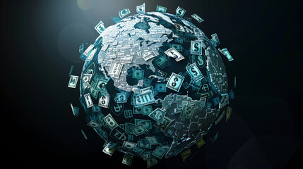 Global Economy Illustrated by Currency Symbols Globe