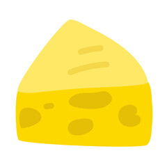 Cheese. Flat design. Hand drawn vector illustration on white background.