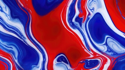 Red and Blue dynamic background mixing liquid paints art. Modern futuristic pattern marble translucent colors texture