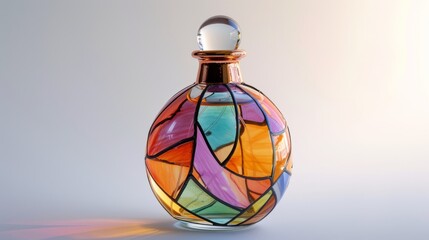 Decorative colorful perfume bottle. Generative AI