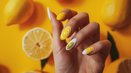 Lemon manicure. Generative AI