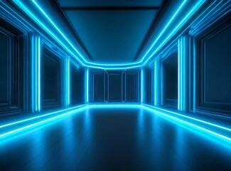 Neon blue light empty room