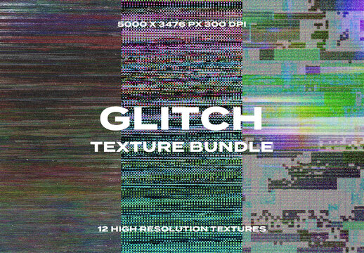 Glitch Screen VHS TV Display Overlay Texture Pack Bundle Effect Surface