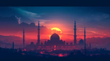 Foto op Canvas Minimalist islamic background image for wallpaper laptop, generated with AI © sch_ai
