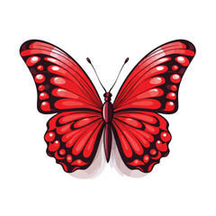 Vector red butterfly isolated on white background ca