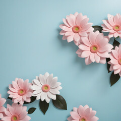 Simple black light blue grey white pink background with decorative flowers for wedding