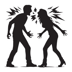 Spine-Chilling Couple Quarrelling Set of Silhouette - Unveiling the Elegance of Relationship Dynamics through Couple Quarrelling Illustration
