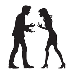 Dynamic Couple Quarrelling Silhouette Collection - Traversing the Emotional Realms through Couple Fight Silhouette - Couple Quarrelling Illustration

