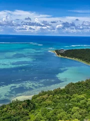 Plaid mouton avec motif Le Morne, Maurice Beautiful landscape of Mauritius island with turquoise lagoon