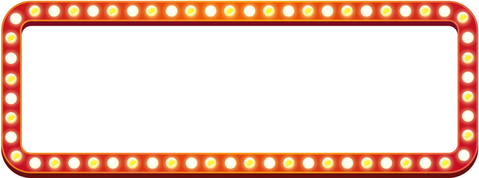  Rectangle Light Frame with Electric Bulbs. Isolated Illustration