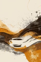 Coffee abstract poster illustration, generated with AI