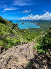 Beautiful landscape of Mauritius island with turquoise lagoon