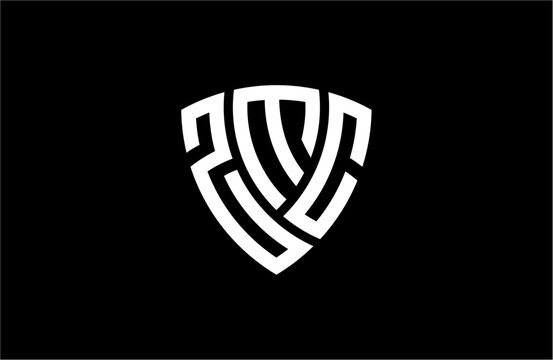 ZMC creative letter shield logo design vector icon illustration