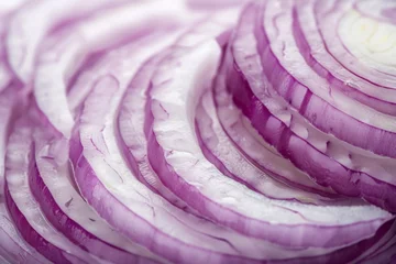 Foto op Plexiglas close up slice onion photography , Ultra-realist, precise features, intricate details, generated with AI © sch_ai