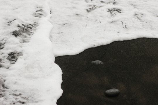 black and white beach