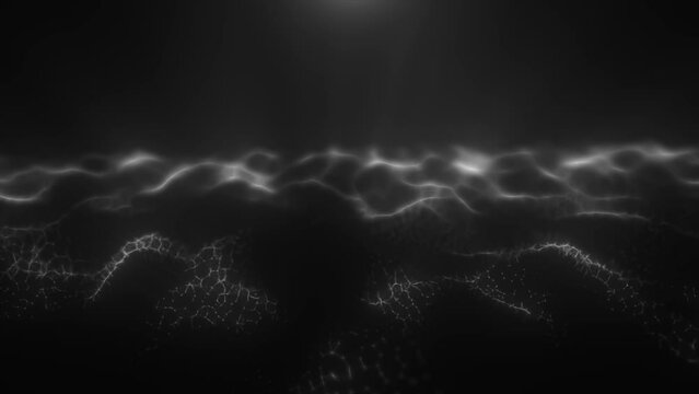 Black and white energy magic digital high tech waves with light rays lines and energy particles. Abstract background. Video in high quality 4k, motion design