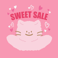 Cute SWEET SALE banner template for campaign, background, wallpaper, ads, social media, print, card, backdrop, online shopping, food promotion, cafe, restaurant special deal, dessert discount