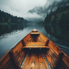 Boat ride on a lake, canoe on lake - obrazy, fototapety, plakaty