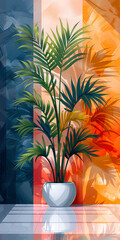 Fototapeta na wymiar vertical poster of tropical plants