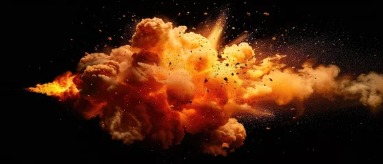 Keuken spatwand met foto fire of fire cracker explosion on black background © Iqra