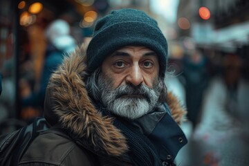 Portrait of a old man in urban street
