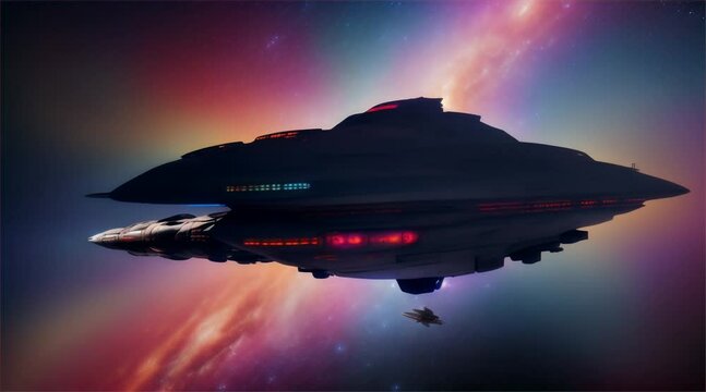 A UFO is flying outside the stationary universe and is exploring the universe.