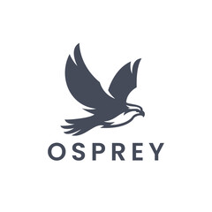 Osprey Black Silhouette vector logo. Flying Osprey illustration. Isolated On White Background