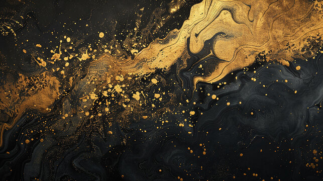 
Paisagem abstrata moderna dourada e preta