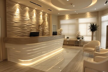 Elegance reception area in a luxury clinic interior room