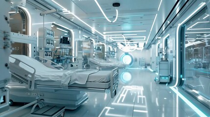 The interior of a modern operating room, the hospital of the future