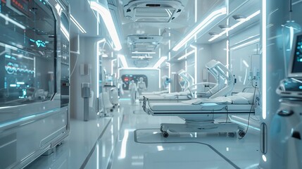 The interior of a modern operating room, the hospital of the future