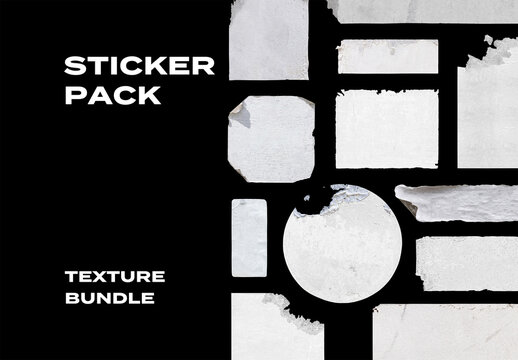 Sticker Logo Logotype Paper Pieces Overlay Texture Pack Bundle Effect Surface Mockup