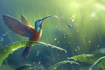 bird in the rainy season