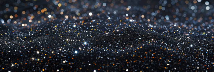 Elegant black glitter sparkling confetti background. Trendy invitation card background. Generative...