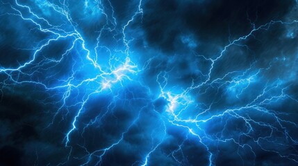 Fototapeta premium Lightning Strike in dark sky. bad weather before a big rainstorm.