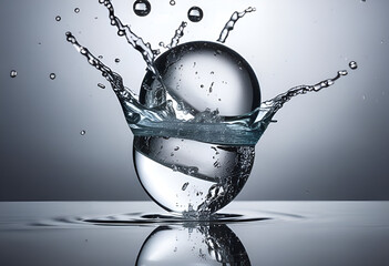 3d water splashing in glass