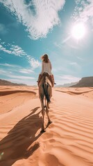 Camel ride in the desert 