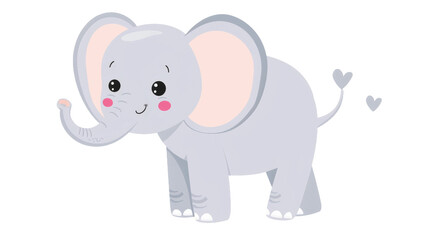Adorable Kawaii Elephant Icon on Transparent Background