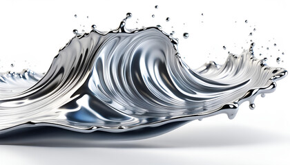 Silber silbern Wasser Welle dynamisch spritzig Tropfen Wirbeln flüssig Vorlage und Hintergründe, Wirbel kraftvoll leuchtend lebendig Energie geladen metallisch Honig glänzend rein Reichtum Luxus edel - obrazy, fototapety, plakaty