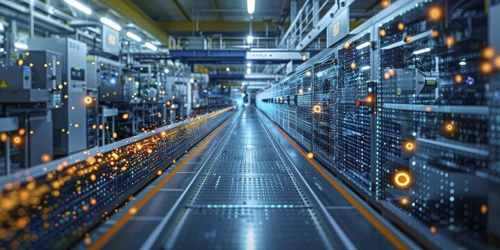 Innovation in Motion, Cutting-edge technology dots the factory floor, from AI-driven quality control stations to IoT sensors gathering data, driving innovation at every turn.