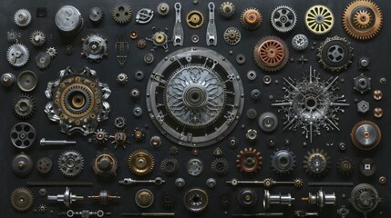 Mechanical Mandalas: Intricate circular designs from disassembled machine parts evoke spirituality in mechanics.