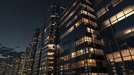 Fototapeta na wymiar Nighttime Glow of Urban Business