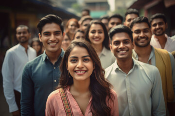 A group of young Indian people with smiling faces