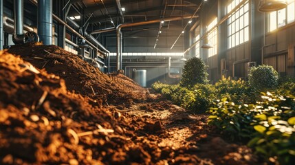 composting facility with state-of-the-art technology, emphasizing innovation in waste management practices - obrazy, fototapety, plakaty