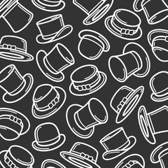 Black top hat pattern, background set. Collection icon black top hat. Vector