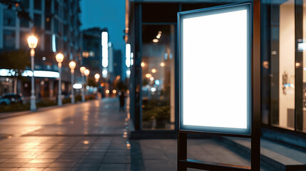 Blank screen mock up at street. Generative AI.