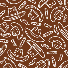 Cowboy hat pattern, background set. Collection icon cowboy hat. Vector