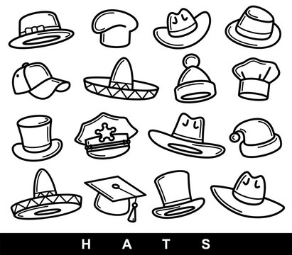 Hats collection set. Collection icon hat. Vector