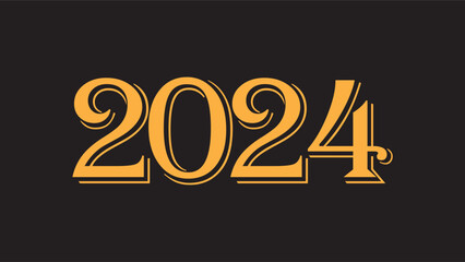2024 number design template. 2024 Happy New Year logo text design. Christmas collection of 2024 Happy New Year. Vector illustration with black labels logo for diaries, notebooks, calendars.	
