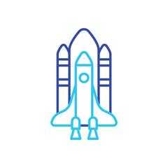 Dark and light blue Space Shuttle vector icon